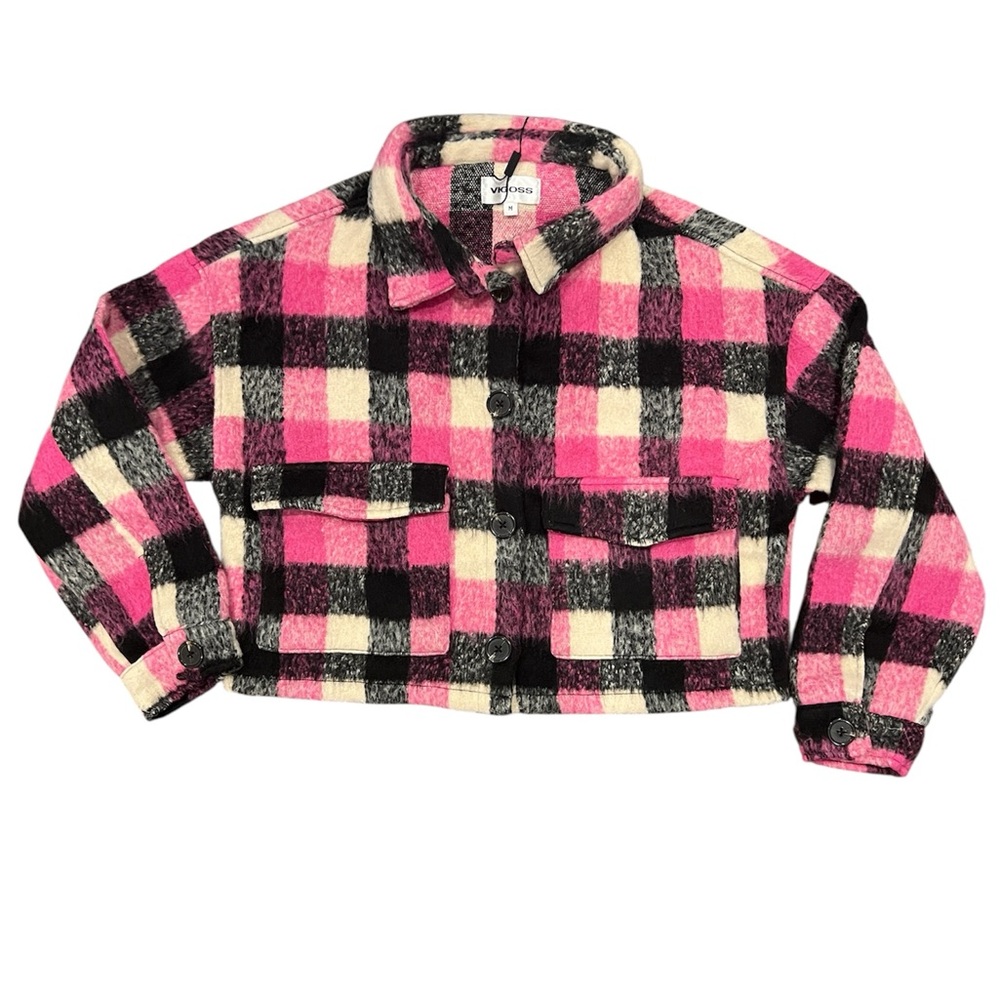 Vigoss Pink and Black Checkered Jacket Size M